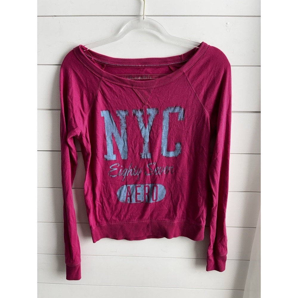 Aeropostale NYC 87 Hot Pink Long‎ Sleeve Top Size Small 0236